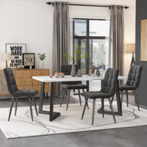 117×68cm Dining Table with 4 Chairs Set