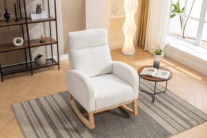 Mid Century Modern Teddy Fabric Upholstered Rocking Chair