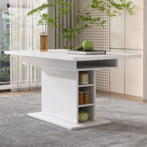 Extendable dining table, dining table with storage, rectangular dining table