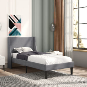Single Bed Soft Linen Grey 3FT Upholstered Bed