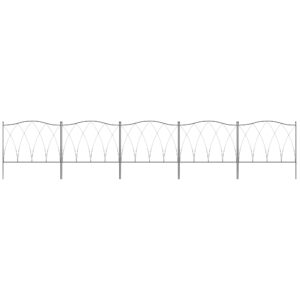 Set of Five 61.5cm Decorative Metal Fence Panels - Black