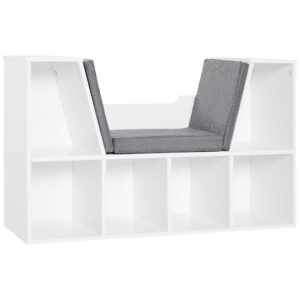 Bookcase Storage Shelf with Cushioned Reading Seat