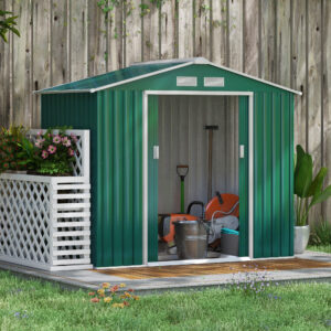 7 x 4ft Metal Garden Shed, Outdoor Storage Tool House with Ventilation Slots