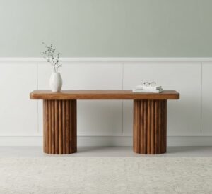 Artisan Furniture Solid Wood Astoria Fluted Bench, Brown